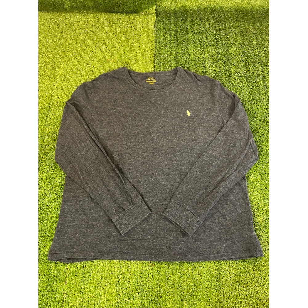 Polo Ralph Lauren Mens XXL Blue Heather Long Sleeve Pony Logo T-Shirt Crew Neck
